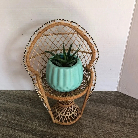 Vtg Plant Stand Peacock Chair - Picture 2 of 9
